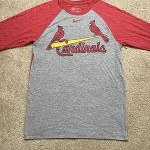 St. Louis Cardinals Nike Tee Small Nike Red Gray Baseball Raglan Tee MLB